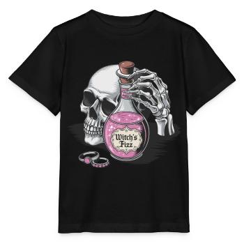Crâne d’Halloween pétillant de sorcière - T-shirt bio MINI CREATOR Stanley/Stella Enfant - noir - Devant - Mikhail (115cm)