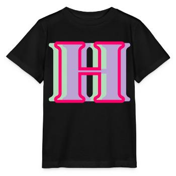 Multi-coloured letter h - Stanley/Stella MINI CREATOR Kids’ T-Shirt - black - Front - Mikhail (115cm)