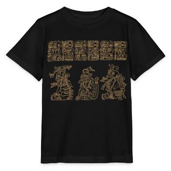 Glyphes des Mayas - T-shirt bio MINI CREATOR Stanley/Stella Enfant - noir - Devant - Mikhail (115cm)