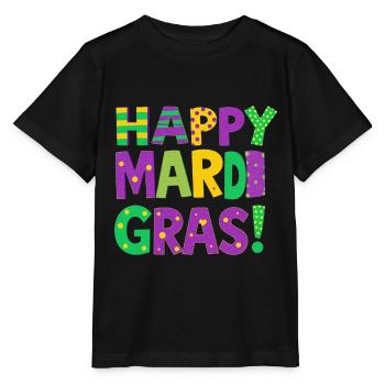 Happy Mardi Gras - Stanley/Stella MINI CREATOR Kids’ T-Shirt - black - Front - Mikhail (115cm)
