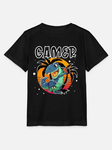 Gamer T Rex - Stanley/Stella Kinder T-Shirt MINI CREATOR - Schwarz