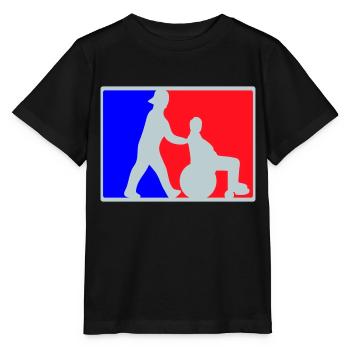 Altenpfleger schiebt Rollstuhl - Stanley/Stella Kinder T-Shirt MINI CREATOR  - Schwarz - Vorne - Mikhail (115cm)
