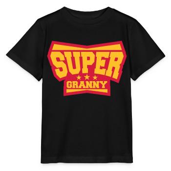 Super Granny Grandma Hero Logo - Stanley/Stella Kinder T-Shirt MINI CREATOR  - Schwarz - Vorne - Mikhail (115cm)