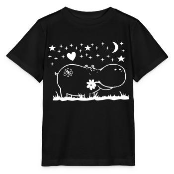 Nilpferd bei Nacht - Stanley/Stella Kinder T-Shirt MINI CREATOR  - Schwarz - Vorne - Mikhail (115cm)