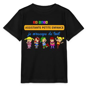 je suis assistante petite enfance - T-shirt bio MINI CREATOR Stanley/Stella Enfant - noir - Devant - Mikhail (115cm)