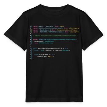 Programmers code in React - Stanley/Stella Kinder T-Shirt MINI CREATOR  - Schwarz - Vorne - Mikhail (115cm)