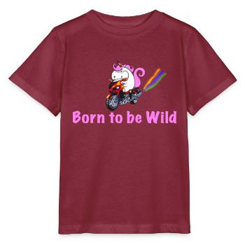Moto de licorne Born to be Wild disant - T-shirt bio MINI CREATOR Stanley/Stella Enfant - bordeaux - Devant - Kain (125cm)
