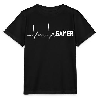 Gamer Herzschlag EKG Puls - Stanley/Stella Kinder T-Shirt MINI CREATOR  - Schwarz - Vorne - Mikhail (115cm)