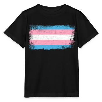 Transgender Flagge - Stanley/Stella Kinder T-Shirt MINI CREATOR  - Schwarz - Vorne - Mikhail (115cm)
