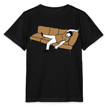 Sleeping man couch - Stanley/Stella MINI CREATOR Kids’ T-Shirt - black - Front - Mikhail (115cm)