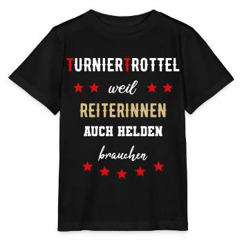 Turniertrottel Pferdesport Reiterin Turnierhelfer - Stanley/Stella Kinder T-Shirt MINI CREATOR  - Schwarz - Vorne - Mikhail (115cm)