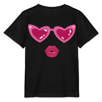 Kussmund und Herzaugen - Stanley/Stella Kinder T-Shirt MINI CREATOR  - Schwarz - Vorne - Mikhail (115cm)