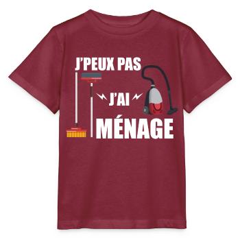 j'peux pas j'ai ménage - T-shirt bio MINI CREATOR Stanley/Stella Enfant - bordeaux - Devant - Kain (125cm)