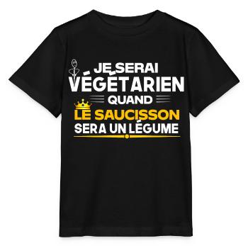 Je serai végétarien quand .. anti vegan vegetarien - T-shirt bio MINI CREATOR Stanley/Stella Enfant - noir - Devant - Mikhail (115cm)
