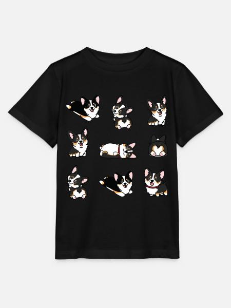Kawaii Nero Tricolore Corgi - Stanley/Stella T-shirt MINI CREATOR til børn - sort