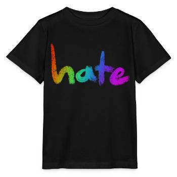 Hate Text Rainbow - Stanley/Stella Kinder T-Shirt MINI CREATOR  - Schwarz - Vorne - Mikhail (115cm)