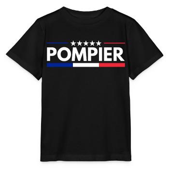 Pompier français Bleu Blanc Rouge - T-shirt bio MINI CREATOR Stanley/Stella Enfant - noir - Devant - Mikhail (115cm)