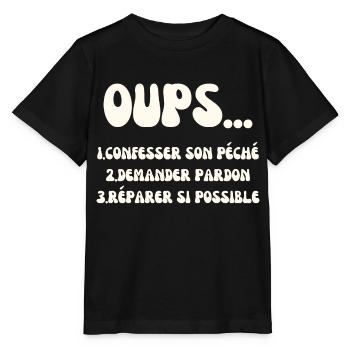 Oups .. 1. Confesser son péché etc - T-shirt bio MINI CREATOR Stanley/Stella Enfant - noir - Devant - Mikhail (115cm)