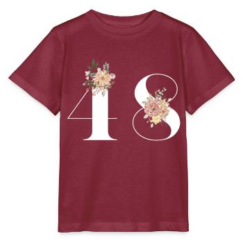 Blumen zum 48-jährigen Jubiläum (Geschenk von 48 Jahren) - Stanley/Stella Kinder T-Shirt MINI CREATOR  - Burgunderrot - Vorne - Kain (125cm)