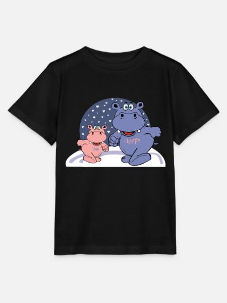 zwei nilpferde im schnee mit herzen - Stanley/Stella Kinder T-Shirt MINI CREATOR  - Schwarz