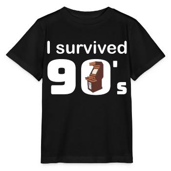Ich überlebte die 90er Arcade Videospiel Automaten - Stanley/Stella Kinder T-Shirt MINI CREATOR  - Schwarz - Vorne - Mikhail (115cm)