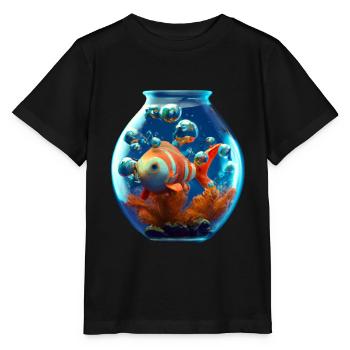 Poisson rouge dans un bocal - T-shirt bio MINI CREATOR Stanley/Stella Enfant - noir - Devant - Mikhail (115cm)