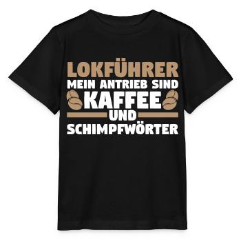 Eisenbahn Dampflok Lokomotive Kaffee Lokführer - Stanley/Stella Kinder T-Shirt MINI CREATOR  - Schwarz - Vorne - Mikhail (115cm)