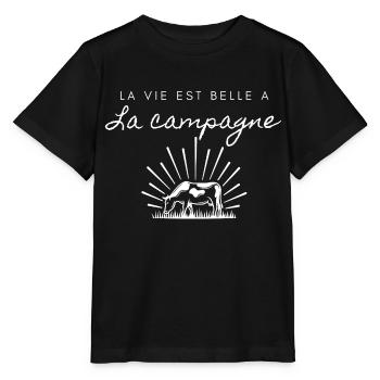 La vie est belle à la campagne - T-shirt bio MINI CREATOR Stanley/Stella Enfant - noir - Devant - Mikhail (115cm)