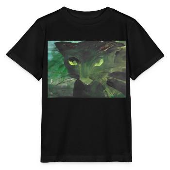 schwarze Katze - Stanley/Stella Kinder T-Shirt MINI CREATOR  - Schwarz - Vorne - Mikhail (115cm)