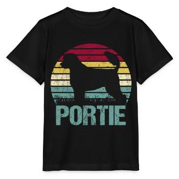 Chien d’eau portugais Portie PWD Vintage Rétro - T-shirt bio MINI CREATOR Stanley/Stella Enfant - noir - Devant - Mikhail (115cm)