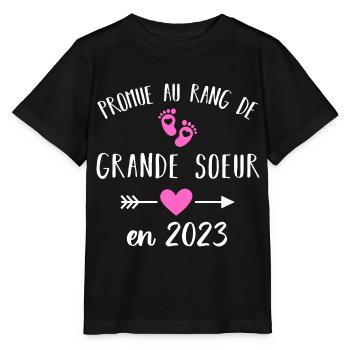Grande soeur en 2023 annonce naissance cadeau - T-shirt bio MINI CREATOR Stanley/Stella Enfant - noir - Devant - Mikhail (115cm)