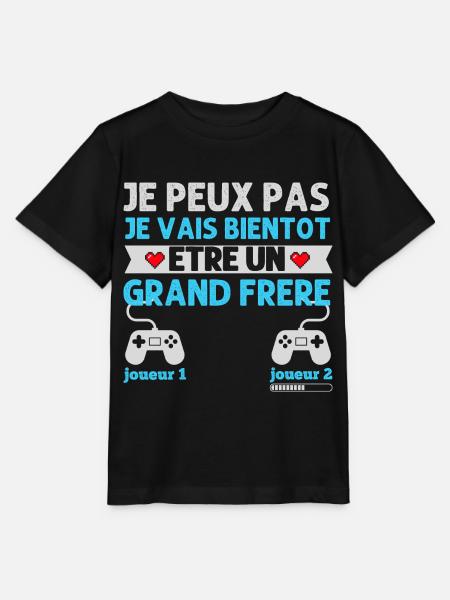 Grand frère futur grand frère humour gamer cadeau - T-shirt bio MINI CREATOR Stanley/Stella Enfant - noir