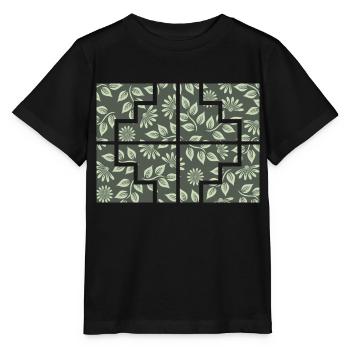 Geometrische Pflanze - Stanley/Stella Kinder T-Shirt MINI CREATOR  - Schwarz - Vorne - Mikhail (115cm)