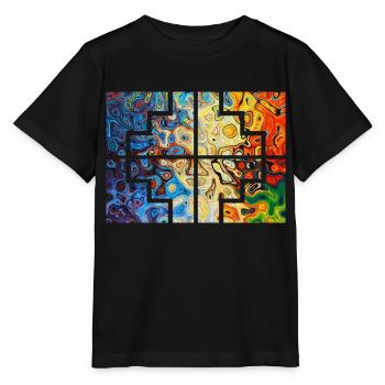 Geometrische Farben - Stanley/Stella Kinder T-Shirt MINI CREATOR  - Schwarz - Vorne - Mikhail (115cm)