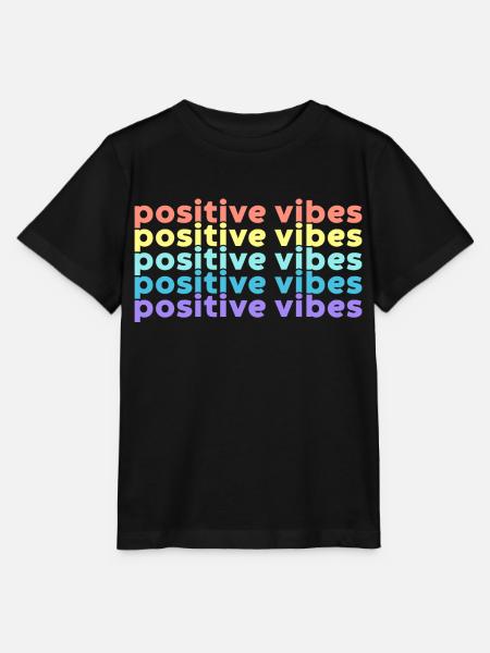 Positive Vibes (Regenbogen) - Stanley/Stella Kinder T-Shirt MINI CREATOR - Schwarz