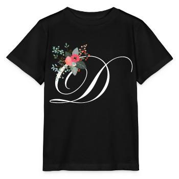 Lettre d fleuris - T-shirt bio MINI CREATOR Stanley/Stella Enfant - noir - Devant - Mikhail (115cm)