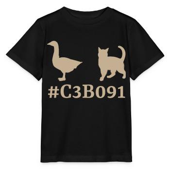 Goose cat kaki - T-shirt bio MINI CREATOR Stanley/Stella Enfant - noir - Devant - Mikhail (115cm)
