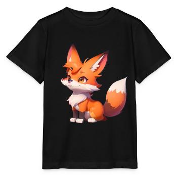 Adorable Chibi Fox - Stanley/Stella MINI CREATOR Kids’ T-Shirt - black - Front - Mikhail (115cm)
