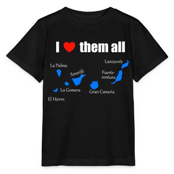 Je les aime tous - Îles Canaries - T-shirt bio MINI CREATOR Stanley/Stella Enfant - noir - Devant - Mikhail (115cm)