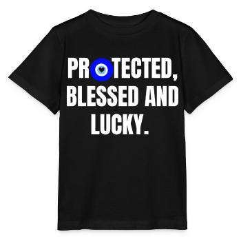 Protected and lucky - Stanley/Stella MINI CREATOR Kids’ T-Shirt - black - Front - Mikhail (115cm)