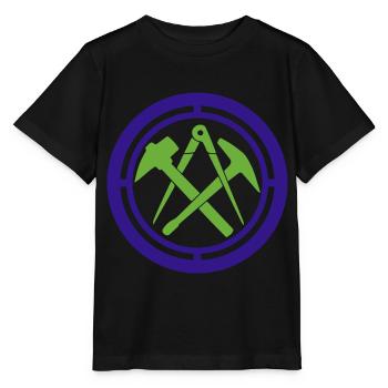 Dachdecker Zunft Logo Wappen | Farben änderbar - Stanley/Stella Kinder T-Shirt MINI CREATOR  - Schwarz - Vorne - Mikhail (115cm)