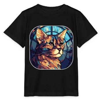 Bunte Aquarellfarbe der braunen Katzenrasse Havanna - Stanley/Stella Kinder T-Shirt MINI CREATOR  - Schwarz - Vorne - Mikhail (115cm)
