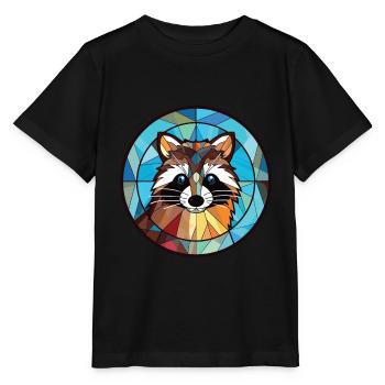 Racoon Colorful Aquarelle Animal Animal Illustration - T-shirt bio MINI CREATOR Stanley/Stella Enfant - noir - Devant - Mikhail (115cm)