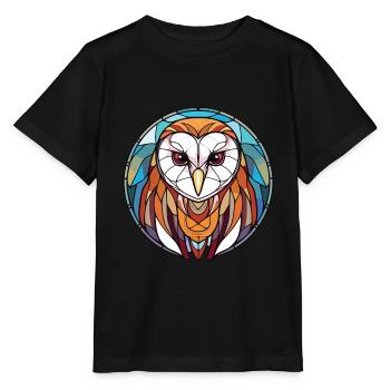 Schleiereule Bunte Aquarell-Tierillustration - Stanley/Stella Kinder T-Shirt MINI CREATOR  - Schwarz - Vorne - Mikhail (115cm)