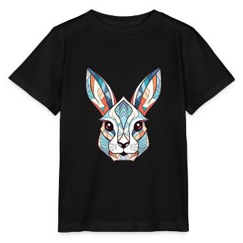 Weißes Kaninchen Bunte Aquarell-Tierkarikatur - Stanley/Stella Kinder T-Shirt MINI CREATOR  - Schwarz - Vorne - Mikhail (115cm)