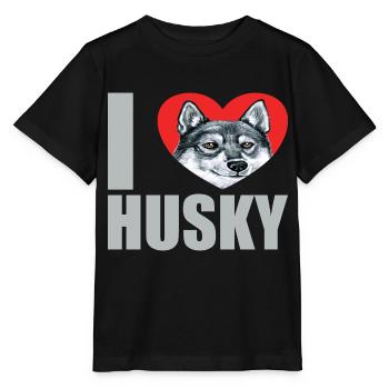 Husky Glitzer Hundehalter Hundehaare - Stanley/Stella Kinder T-Shirt MINI CREATOR  - Schwarz - Vorne - Mikhail (115cm)
