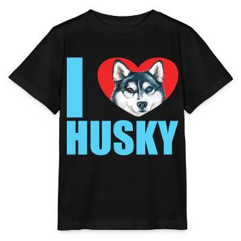 Husky Glitzer Hundehalter Hundehaare - Stanley/Stella Kinder T-Shirt MINI CREATOR  - Schwarz - Vorne - Mikhail (115cm)