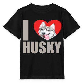 Husky Glitzer Hundehalter Hundehaare - Stanley/Stella Kinder T-Shirt MINI CREATOR  - Schwarz - Vorne - Mikhail (115cm)