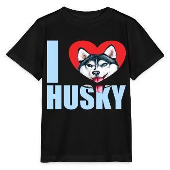 Husky Glitzer Hundehalter Hundehaare - Stanley/Stella Kinder T-Shirt MINI CREATOR  - Schwarz - Vorne - Mikhail (115cm)
