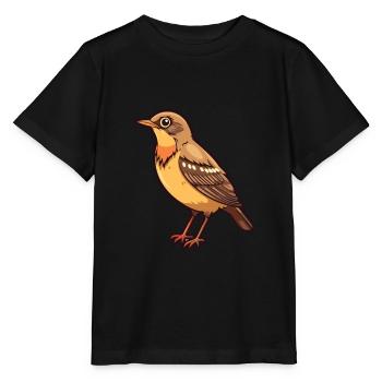 Grive dessin animé Kawaii Illustration à l’aquarelle - T-shirt bio MINI CREATOR Stanley/Stella Enfant - noir - Devant - Mikhail (115cm)